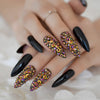 French Nail Tips Pre-Designed Nude 3D Long Full Cover Rhinestone
