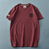 Summer American Style Short Sleeve O-neck Solid Color Embroidered T-shirt Men's Fashion Simple Pure Cotton Washed Old Casual Top - Sabreeonline