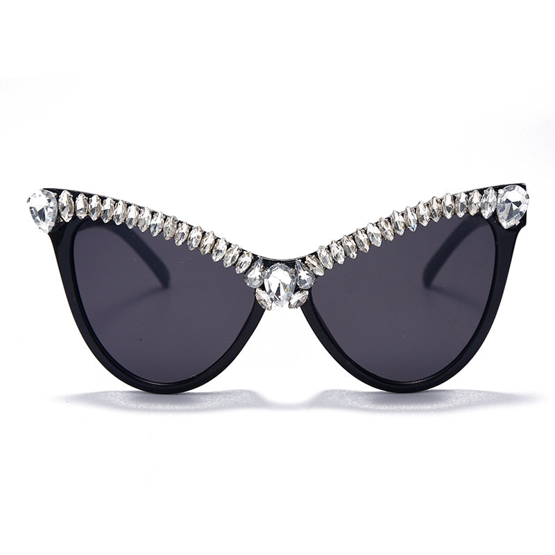 Oversized Diamond Sunglasses Cat Eye Luxury Eyewear - Sabreeonline