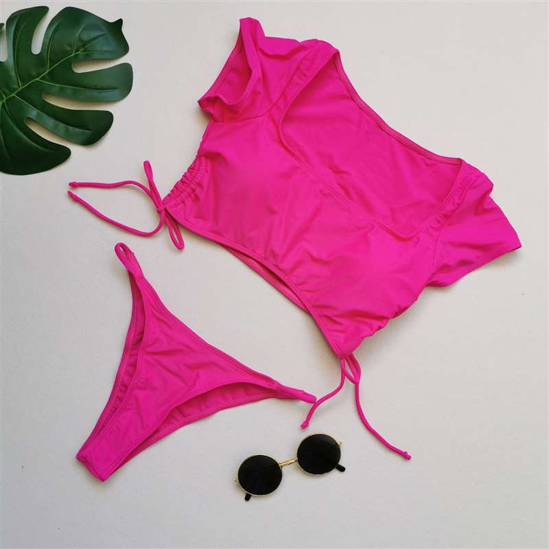 Swimwear Women Short Cap Sleeve Snake Print Bikini 2020 Female Swimsuit Stripe Two Pieces String Thong Biquini Set Bathing Suit - Sabreeonline