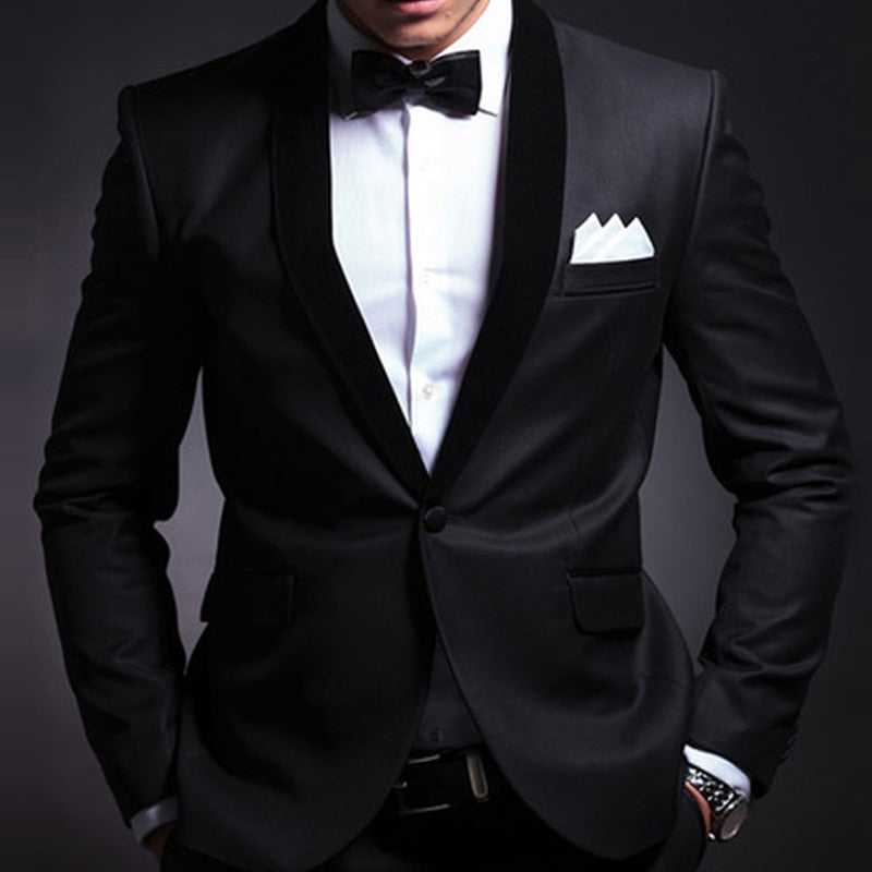 Black Tuxedo 2 Piece Slim Fit Men - Sabreeonline