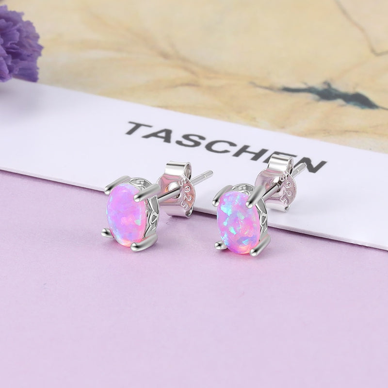 Pink Opal Rings Pendant Necklaces Stud Earrings - Sabreeonline