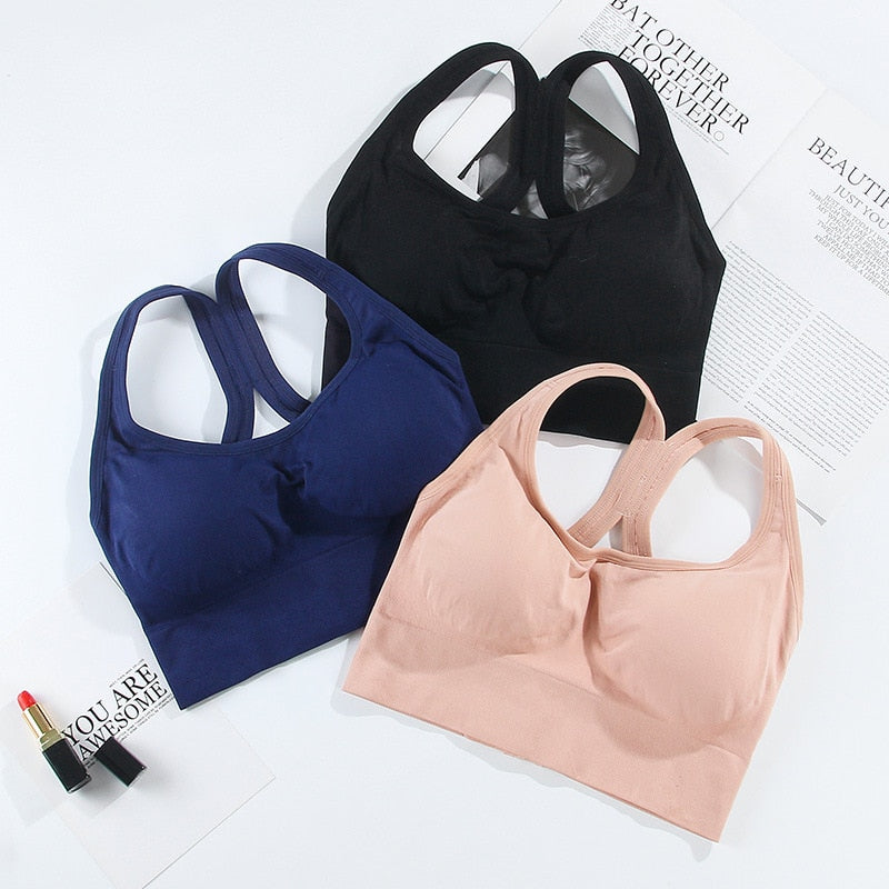 sports bras crop top fitness gym running sportswear women&#39;s Sports underwear push up brassiere plus size Yoga top bra - Sabreeonline