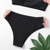 Woman Two Piece Strapless Bikini Swimsuit Solid Swimwear Sexy 3D Flowers Bikini Set High Waist Push up Biquini - Sabreeonline