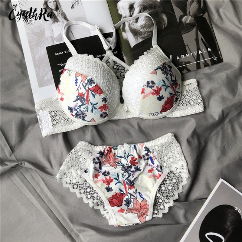 Large Size Underwear Women Set Sexy Big Chest Bras Lace Beautiful Back Soft Push Up Bra and Panty Femme Plus Size Lingerie Set - Sabreeonline