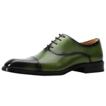 Green Men Dress Shoes Brand Italian Luxury Genuine Leather Lace Up Brown Black Wedding Business Formal Shoes Men Oxfords Shoes - Sabreeonline