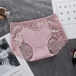 Women's Cotton Underwear Panties Sexy Lace Mid-Waist Hollow Female Briefs Hip Lift Underpants For Lady Plus Size Lingerie ssy58 - Sabreeonline