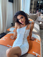 One Shoulder Beading Slip Bodycon - Sabreeonline