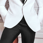 White and Black Tuxedo for Groom 3 Piece Slim Fit - Sabreeonline