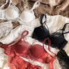 Sexy Lace Thin Perspective Lingerie Bundled Gathering Big Breasts Bra Set Women&#39;s Underwear With Steel Ring Bralette - Sabreeonline