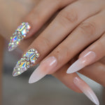 3D Gorgeous Wedding Diamond Long Designed French Nail