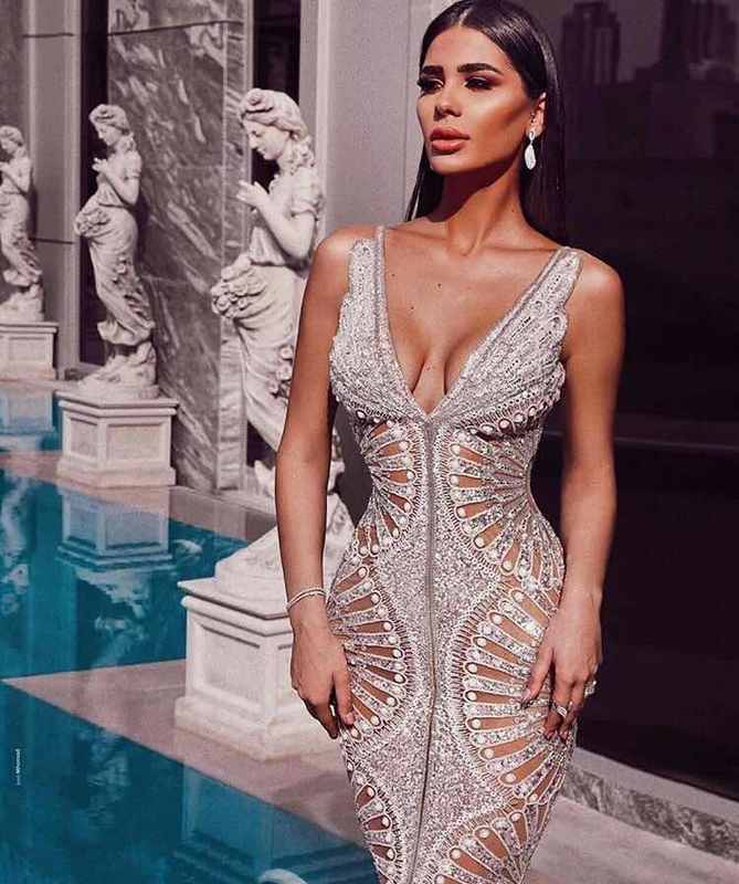 Sparkly Sequined Sleeveless Elegant Evening Party Dress - Sabreeonline