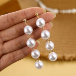 Pearl Long Earrings and White Round Pearl - Sabreeonline