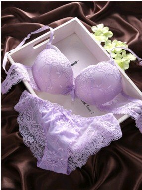 European Style Sexy Bra Set Women Cotton Underwear Sexy Lace Panties Female Push Up Brassiere Fashion Solid Color Lingerie Set - Sabreeonline