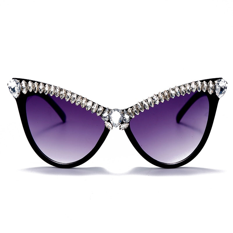 Oversized Diamond Sunglasses Cat Eye Luxury Eyewear - Sabreeonline