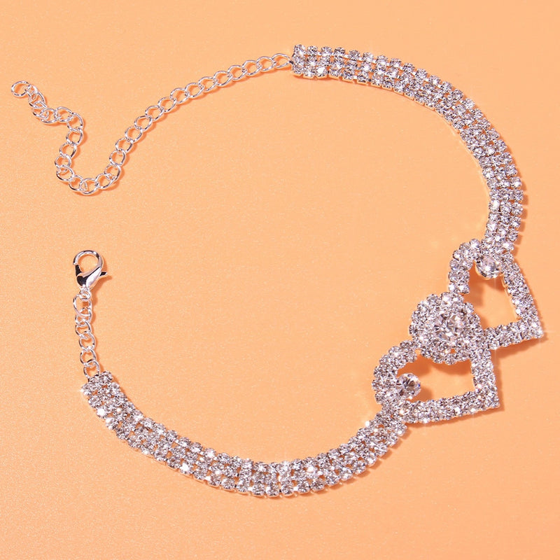 Fashion Heart Rhinestone Anklets - Sabreeonline