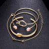 Modyle Classic Arrow Knot Round Crystal Gem Multilayer Adjustable Open Bracelet Set Women Fashion Party Jewelry Gift - Sabreeonline