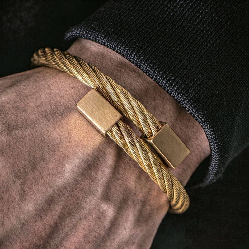 Luxury Roman Number Charm Woven Stainless Steel Bracelet for Men Jewelry - Sabreeonline