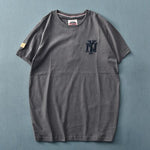 Summer American Style Short Sleeve O-neck Solid Color Embroidered T-shirt Men's Fashion Simple Pure Cotton Washed Old Casual Top - Sabreeonline