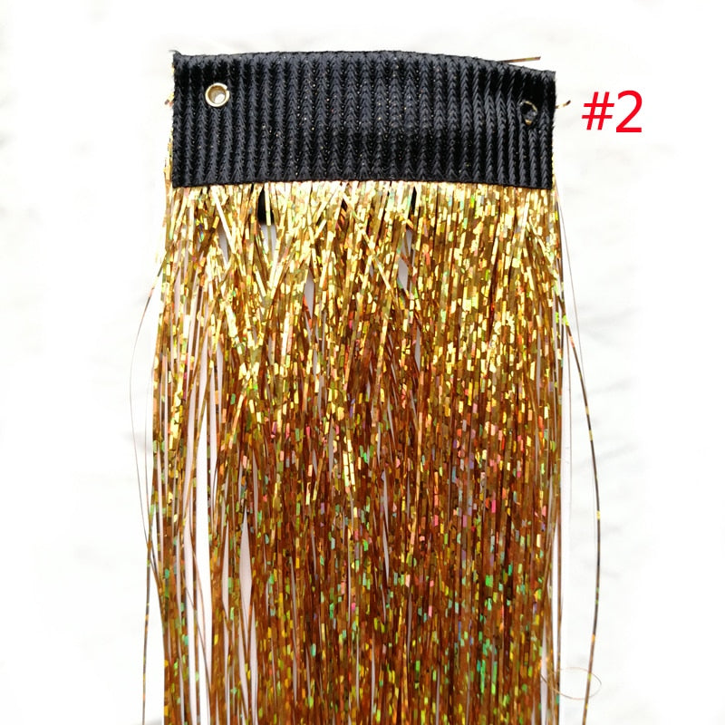 Rainbow Shiny Sparkle Hair Tinsel Kit Women Glitter Hair Extension Hair Bling Dazzles Girls Hippie Braiding Accessories - Sabreeonline