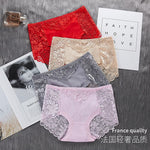 Women's Cotton Underwear Panties Sexy Lace Mid-Waist Hollow Female Briefs Hip Lift Underpants For Lady Plus Size Lingerie ssy58 - Sabreeonline