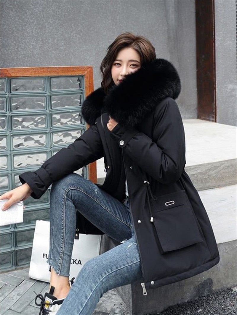 New Winter Jacket Warm Fur Collar Thick Overcoat - Sabreeonline