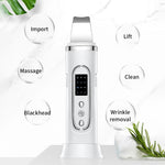 Ultrasonic Skin Scrubber Electric Facial Cleansing Pore Deep Cleaner Acne Blackhead Remover Peeling Shovel Device Beauty Machine - Sabreeonline