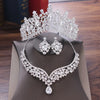 Baroque Crystal Water Drop Bridal Jewelry Sets Rhinestone Tiaras Crown Necklace Earrings for Bride Wedding Dubai Jewelry Set - Sabreeonline