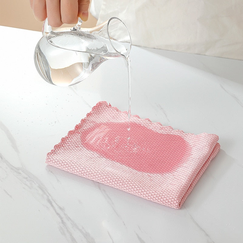 No Trace Glass Cleaning Towel Absorbent Dish Cloth for Tableware Kitchen Rag Towel for Kitchen Household Cleaning Tool - Sabreeonline
