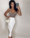 High Quality Khaki Black Mantual Beading Rayon Bandage Dress Elegant Cocktail Party Dress Vestidos - Sabreeonline