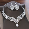 Baroque Crystal Water Drop Bridal Jewelry Sets Rhinestone Tiaras Crown Necklace Earrings for Bride Wedding Dubai Jewelry Set - Sabreeonline