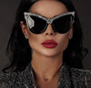 Oversized Diamond Sunglasses Cat Eye Luxury Eyewear - Sabreeonline