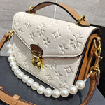High Quality Embossing Handbag Pearl Strap. - Sabreeonline