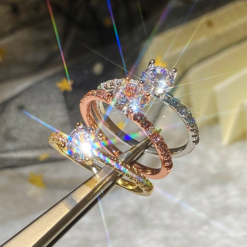 New Luxury Classic Sparkling Zircon Engagement Wedding Ring - Sabreeonline