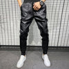 New Winter Thick Warm PU Leather Pants Men Clothing 2023 Simple Big Pocket Windproof Casual Motorcycle Trousers Black Plus Size - Sabreeonline