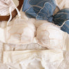 Wriufred Gathered bowknot embroidered bra set mesh gauze no steel ring sexy half-cup pull-up underwear set sexy lingerie - Sabreeonline