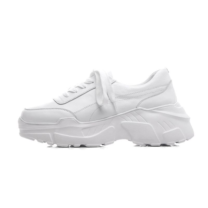 Full Grain Leather White Sneakers - Sabreeonline