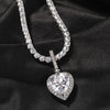 THE BLING KING New Peach Heart Pendant Necklace Color Psychedelic HipHop Full Iced Out Cubic Zirconia CZ Stone - Sabreeonline