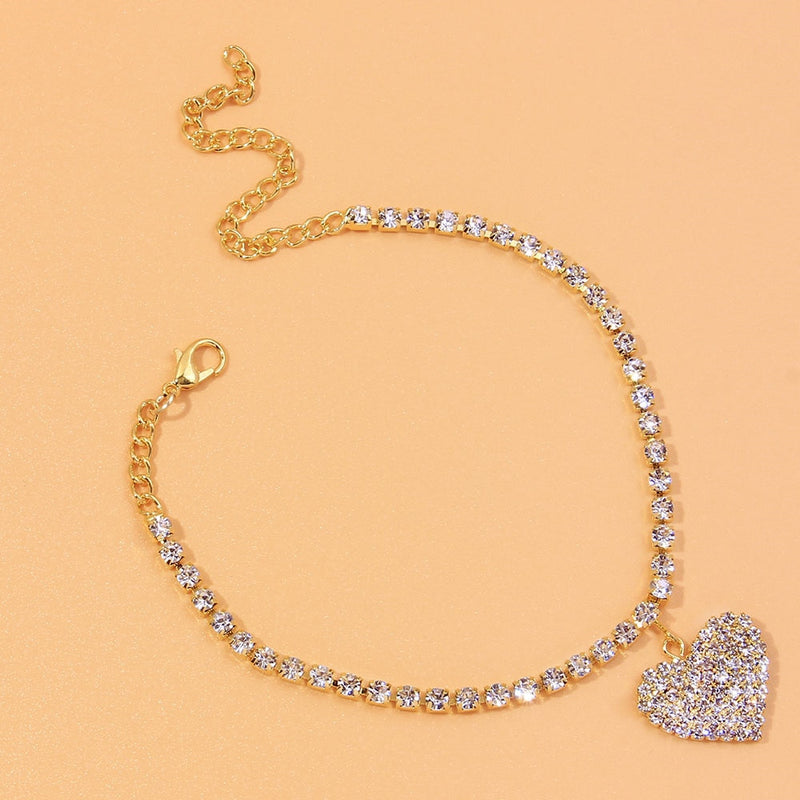 Fashion Heart Rhinestone Anklets - Sabreeonline