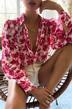 Spring Fall Puff Sleeve Shirts Blouse Women Floral/Leopard Long Sleeve Lapel Buttons Vintage Shirts Elegant Blouses Tops Female - Sabreeonline