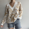 Thorn Tree Autumn Winter Warm Long Sleeve Knitwear Sweaters Top Women Print V-neck Sweaters Loose Causal Knitted Pullovers 2021