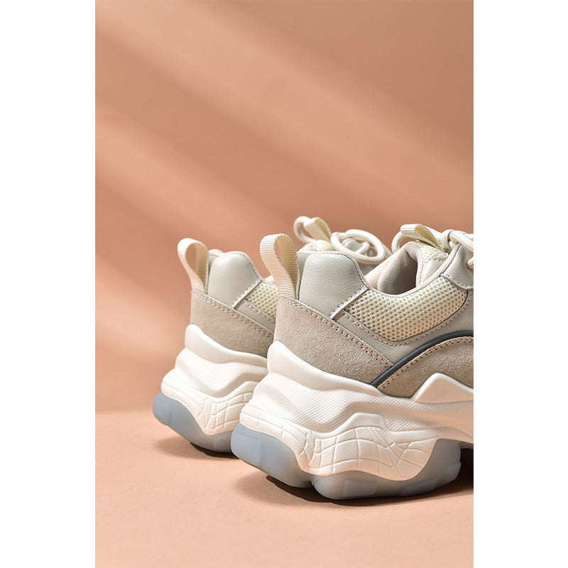 Lace-Up Thick Sole Ladies Breathable Shoe - Sabreeonline