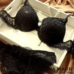 European Style Sexy Bra Set Women Cotton Underwear Sexy Lace Panties Female Push Up Brassiere Fashion Solid Color Lingerie Set - Sabreeonline