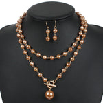 Sets Gold Round Pendant Necklace Earrings Sets - Sabreeonline