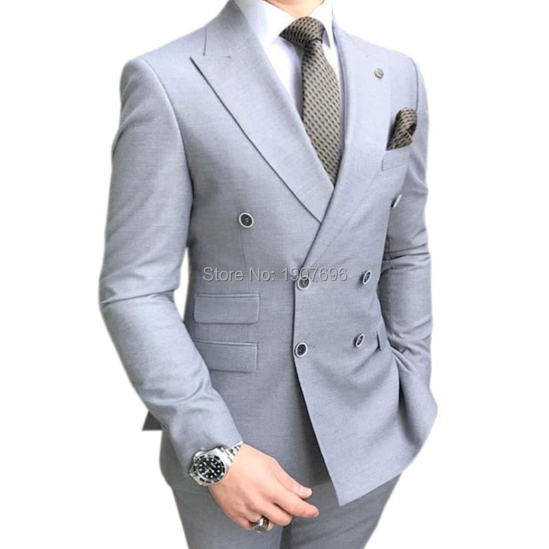Slim Fit Men Suits Tuxedo with Peaked Lapel - Sabreeonline