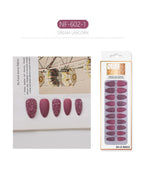 Set Shiny Matte Nail Tips with Designs Reusable Press - Sabreeonline