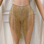 Waist Chain Crystal Long Tassel Bikini Mini Skirts Body Chain - Sabreeonline