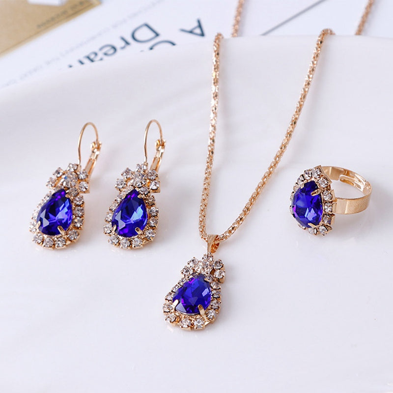 Jewelry Sets Hoop Earrings Necklace and Ring - Sabreeonline