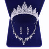 Luxury Sliver Plated Rhinestone Crystal Faux Pearl Necklace Earrings Jewelry Set for Bride Wedding - Sabreeonline