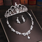Crystal Butterfly Bridal Jewelry Sets Necklace Earring Tiara Set Wedding Hair Ornaments - Sabreeonline